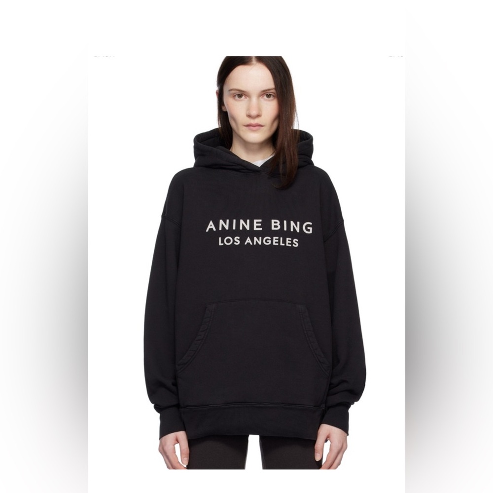Anine Bing Charcoal Hoodie with Logo